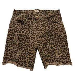 JODIFL Animal Print Distressed Cut Off Shorts Stretch M